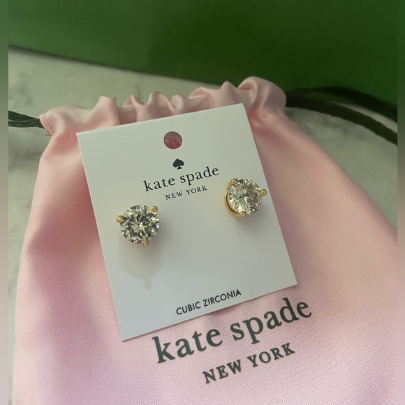 NWT! Authentic ♠️ kate spade clear crystal stud earrings + Gift wrap! - Picture 1 of 16